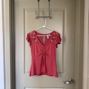 Francesca’s Embroidered Flower Top
